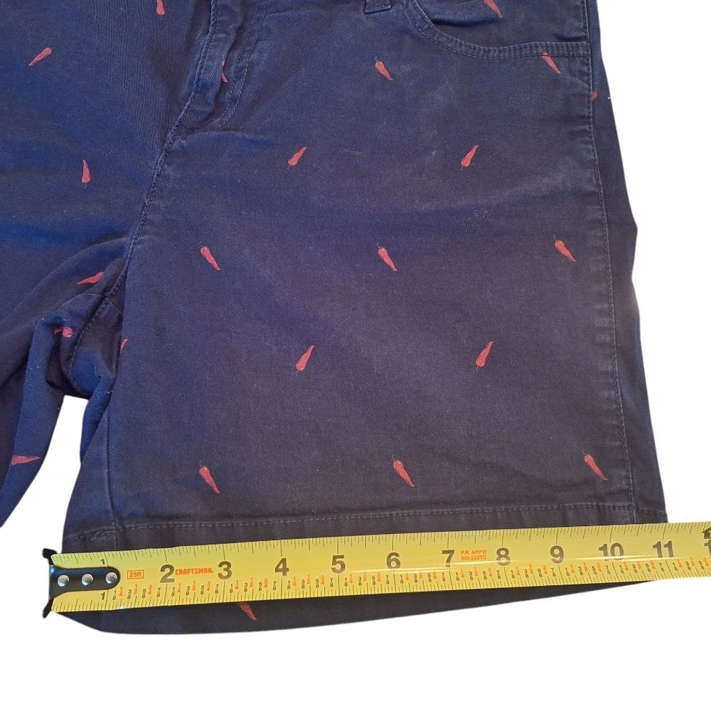 G. H. Bass & Co. Shorts Chino Red Hot Chili Pepper Print Sz 10 Navy Blue Cotton - Picture 9 of 10